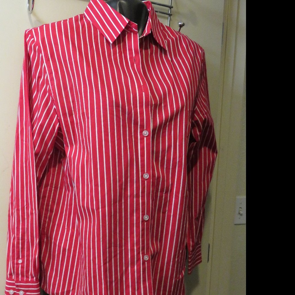 JONES NEW YORK SIGNATURE BLOUSE* XL * red/white st
